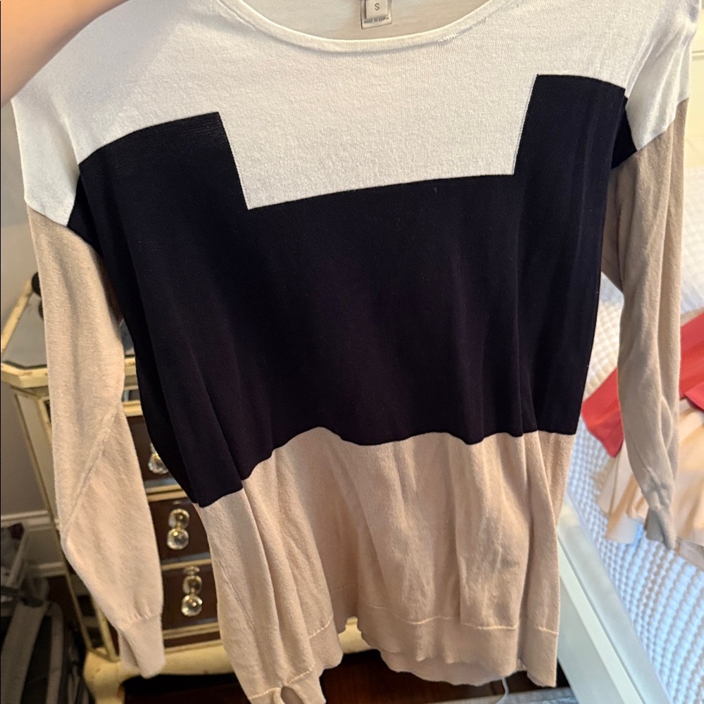 J. Crew Colorblock Sweater - navy, White, and Tan